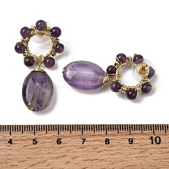 Amatista pendientes naturales del perno prisionero colgante&nbsp;EJEW-G454-01G-08