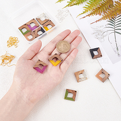 DIY 6 paire de boucles d'oreilles en résine losange et bois de noyer&nbsp;DIY-FH0001-94