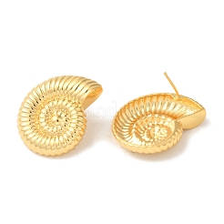 Spiralförmige Ohrstecker aus Messing in Muschelform mit Gestellbeschichtung&nbsp;EJEW-B062-35G