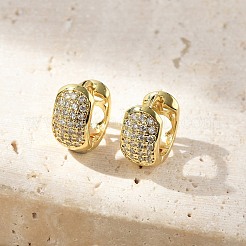 Pendientes de aro de latón con micro circonitas y cubic zirconia transparente&nbsp;EJEW-D311-103G