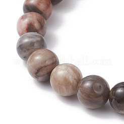 Braccialetti elastici rotondi in legno pietrificato naturale&nbsp;BJEW-JB12610-02