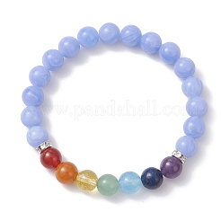 Braccialetti elastici per donna in agata blu naturale tinta&nbsp;BJEW-JB12934-01