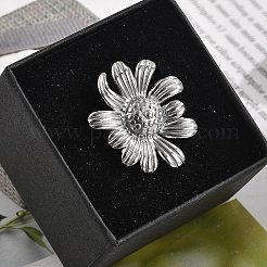 Bague ouverte en acier inoxydable 304 avec fleur pour femme&nbsp;RJEW-M049-04P