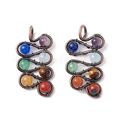 Pendentifs en laiton avec pierres naturelles mélangées&nbsp;FIND-E023-04R