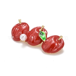 Weihnachtlicher Apfel-Emaille-Pin mit Harzperle&nbsp;JEWB-A004-30G