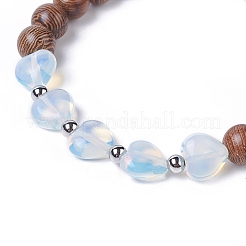 Pulseras elásticas de corazón opalita&nbsp;BJEW-JB04841-04