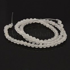 Natürliche weiße Jade runde Perlen Stränge&nbsp;G-N0120-03-4mm