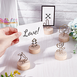 15 ensemble de 5 supports de cartes de visite en bois de style schima rond et plat&nbsp;AJEW-GA0003-78