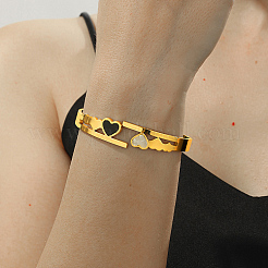Brazalete con bisagras en forma de corazón de concha natural&nbsp;DD3950