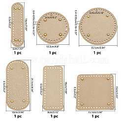 6 pièce de 6 styles de sacs plats et ronds en cuir PU pour tricot et crochet&nbsp;DIY-PH0021-06C