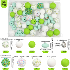 64 perles rondes et rondelles en silicone écologique de qualité alimentaire&nbsp;SIL-SP0001-19B