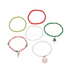 Set di braccialetti elastici con perline di vetro stile 6 pz 6&nbsp;BJEW-JB09394