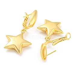 Orecchini a cerchio pendenti con stella in ottone placcato a cremagliera&nbsp;EJEW-A028-38G