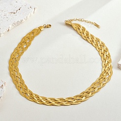Collares de cadena de malla de acero inoxidable 201&nbsp;LS-NJEW-H085-01G