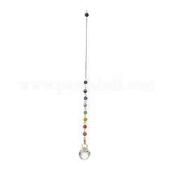 Pendules de somnolence en pierres précieuses naturelles mélangées avec chakra fait à la main au chalumeau mauvais œil et soleil en laiton&nbsp;PALLOY-JF01974