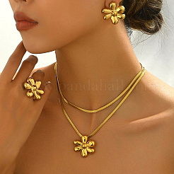 Set di orecchini in acciaio inossidabile 201 con fiore&nbsp;TB0715