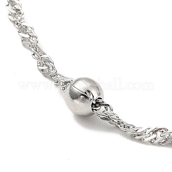 Collier chaîne Singapour en acier inoxydable 304 anti-ternissement avec perles pour hommes et femmes&nbsp;NJEW-P263-01P