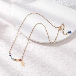 Collier avec pendentif en perles rondes à facettes en pierre précieuse naturelle Chakra&nbsp;NJEW-JN05531-01