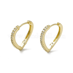 Boucles d'oreilles créoles en forme de larme avec oxyde de zirconium transparent&nbsp;EJEW-F294-13G