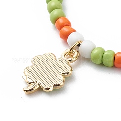 2pcs 2 braccialetti di fascino del trifoglio dello smalto della lega di colore messi&nbsp;BJEW-JB08795