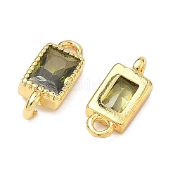 Breloques connecteurs rectangulaires en laiton pavé de zircone cubique&nbsp;KK-P348-10G-02