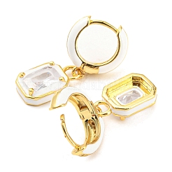 Pendientes de aro colgantes rectangulares esmaltados de latón chapado en oro real de 18k con revestimiento en estante&nbsp;EJEW-K245-50G