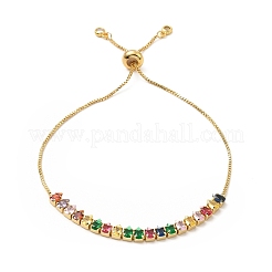 Bracelets réglables en laiton avec zircone cubique et chaîne de boîte&nbsp;BJEW-A132-24