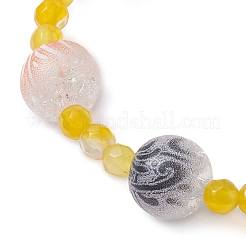 Braccialetti elasticizzati da donna rotondi in agata naturale tinta e perline acriliche&nbsp;BJEW-JB10714
