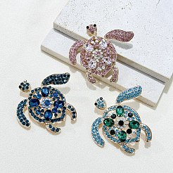Schildkröte Legierung Strass Broschen für Rucksack Kleidung&nbsp;PW-WG63776-01-1