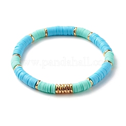Heishi-Perlen-Stretch-Armbänder aus runden Steinen und Fimo&nbsp;BJEW-JB07436