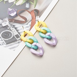 Orecchini a bottone in acrilico alla moda con catena colorata e delicata per le donne della ragazza&nbsp;EJEW-JE04608