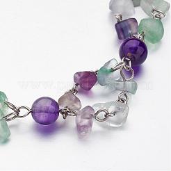 Natürlichen Amethyst & Fluorit Perlen gestaffelten Halsketten&nbsp;NJEW-JN01707
