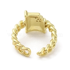 Anelli a polsino aperti con pavé di zirconi cubici in ottone&nbsp;RJEW-M170-14G