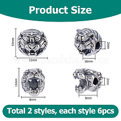 12 Stück 2 Stile 304 Edelstahlperlen&nbsp;STAS-HS0001-77
