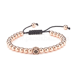 Bracciale con perline intrecciate poligonali in zirconi cubici a 4 colori con ematite sintetica&nbsp;BJEW-JB08048