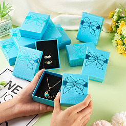 12 set di scatole regalo per gioielli in carta stampata con fiocco&nbsp;CBOX-TA0001-14E