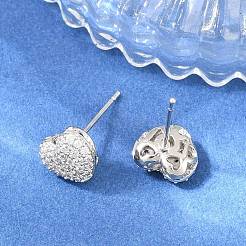 Messing Micro Pave klare Zirkonia Ohrstecker&nbsp;EJEW-G471-31P-03