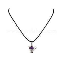 3 collar con cordón encerado con colgante de aleación&nbsp;NJEW-JN05440