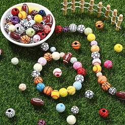 DIY-Kits zum Herstellen von Armbändern aus Acrylperlen mit Sportmotiv&nbsp;DIY-YW0010-96