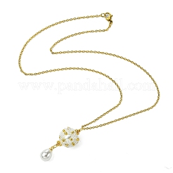 Collares colgantes de perlas de imitación de plástico ABS con forma de lágrima y cuentas de semillas&nbsp;NJEW-MZ00086