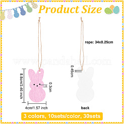 3 sac de 3 couleurs de décorations suspendues en bois sur le thème de Pâques&nbsp;HJEW-OC0001-32