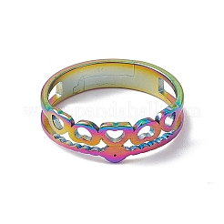 Anillo de acero inoxidable con forma de corazón hueco y ojo malvado para mujer&nbsp;RJEW-C045-06M