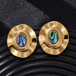 Pendientes de concha de paua natural de acero inoxidable 304&nbsp;EJEW-Z103-01G-01