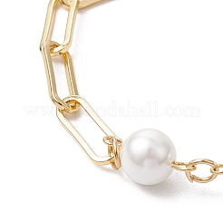 Bracelets en laiton avec trombones et chaînes de perles de coquillage pour femmes&nbsp;BJEW-JB11601-02