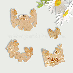 3 Stile Legierung Blume Manschette Armreifen & Ring-Sets für Frauen&nbsp;SJEW-CY0001-01