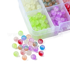 400 Stück 8 Farben Backfarbe Imitation von Jadeglas-Rundperlensträngen&nbsp;DGLA-FS0001-09
