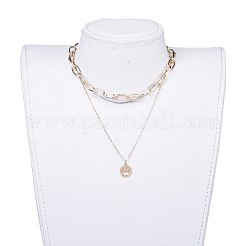 Collares con colgantes y cadenas de clip de acero inoxidable 304 en varios niveles.&nbsp;NJEW-JN02765-04
