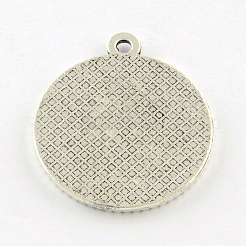 Estilo tibetano aleación plana redonda colgante cabochon ajustes&nbsp;TIBEP-Q045-068F-AS-RS