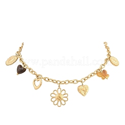 Collane a pettorina da donna con ciondoli multipli in acciaio inossidabile 304 e resina.&nbsp;SA-CBA717A-03G-02