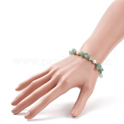 Chip di avventurina verde naturale e braccialetto scorrevole con perline di perle&nbsp;BJEW-JB08334-03